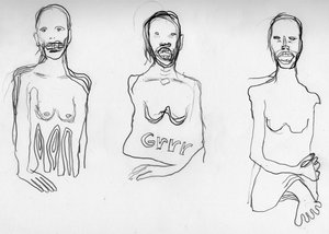 Dessins de trois femmes par Sylvie Pilotte